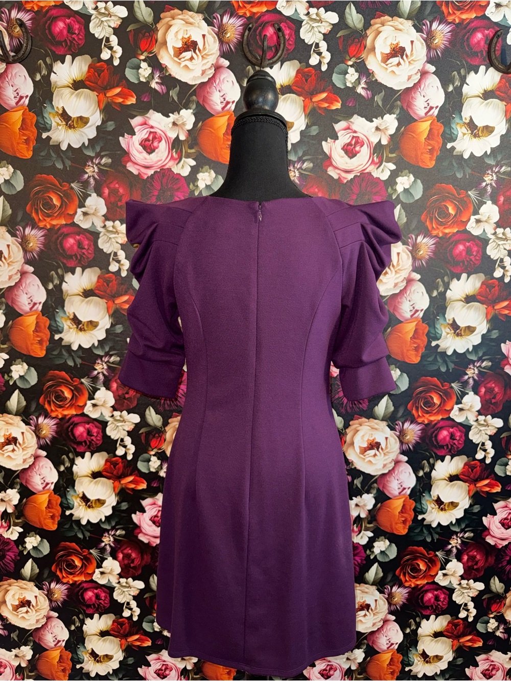 Jessica Simpson Plum Puff Sleeve Midi Dress, Size 6 - Picture 6 of 15